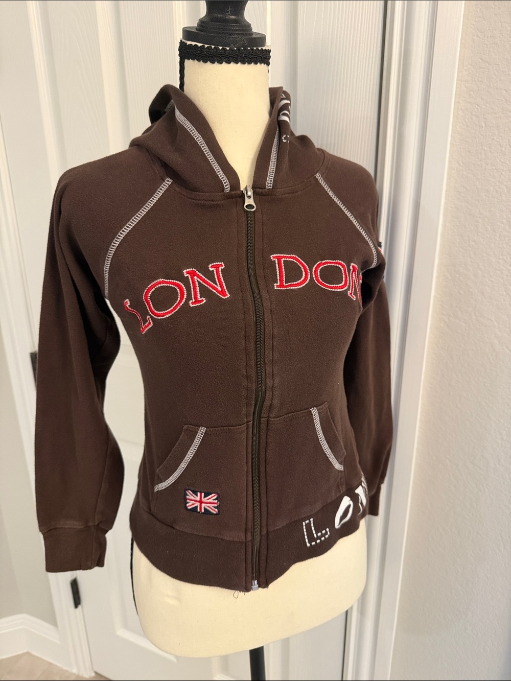 Kids Brown 'London' Zip Hoodie Jacket